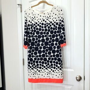 Sandra Darren Black &Cream Polka Dot 3/4 Sleeve Dress, Size 10